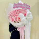 Bó Hoa Hồng Tròn Hồng Pastel