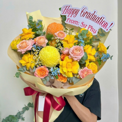 Bó hoa tông vàng – cam tươi sáng