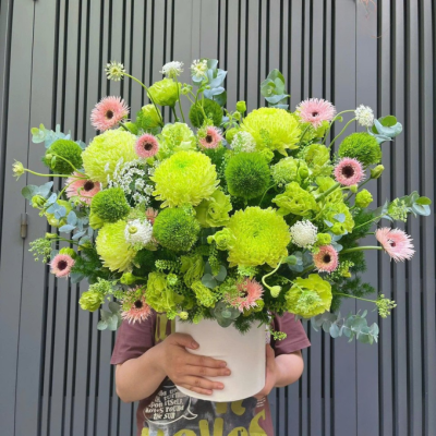 Giỏ Hoa Tone Xanh Lá