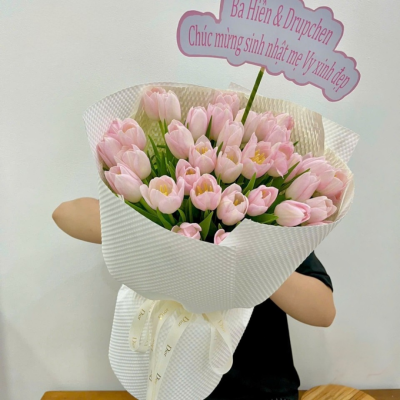 Bó Hoa Tulip Hồng Phấn