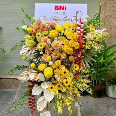 Kệ Hoa Khai Trương Tone Vàng Rực Rỡ